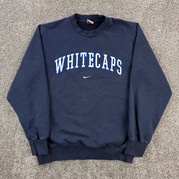 Vintage West Michigan Whitecaps Sweatshirt Mens Large Blue Nike Center Swoosh - Picture 1 of 6